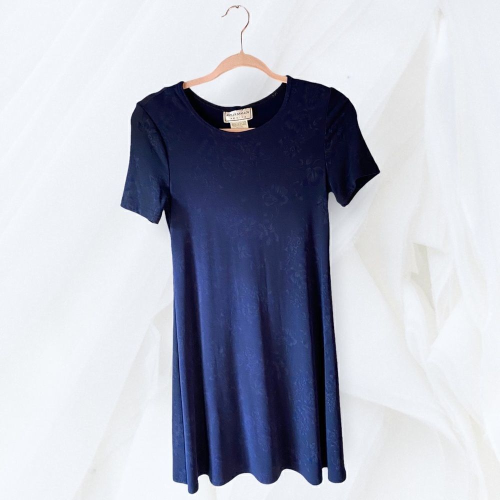 Molly Malloy (4P) Navy Blue Brocade Floral Mini Dress